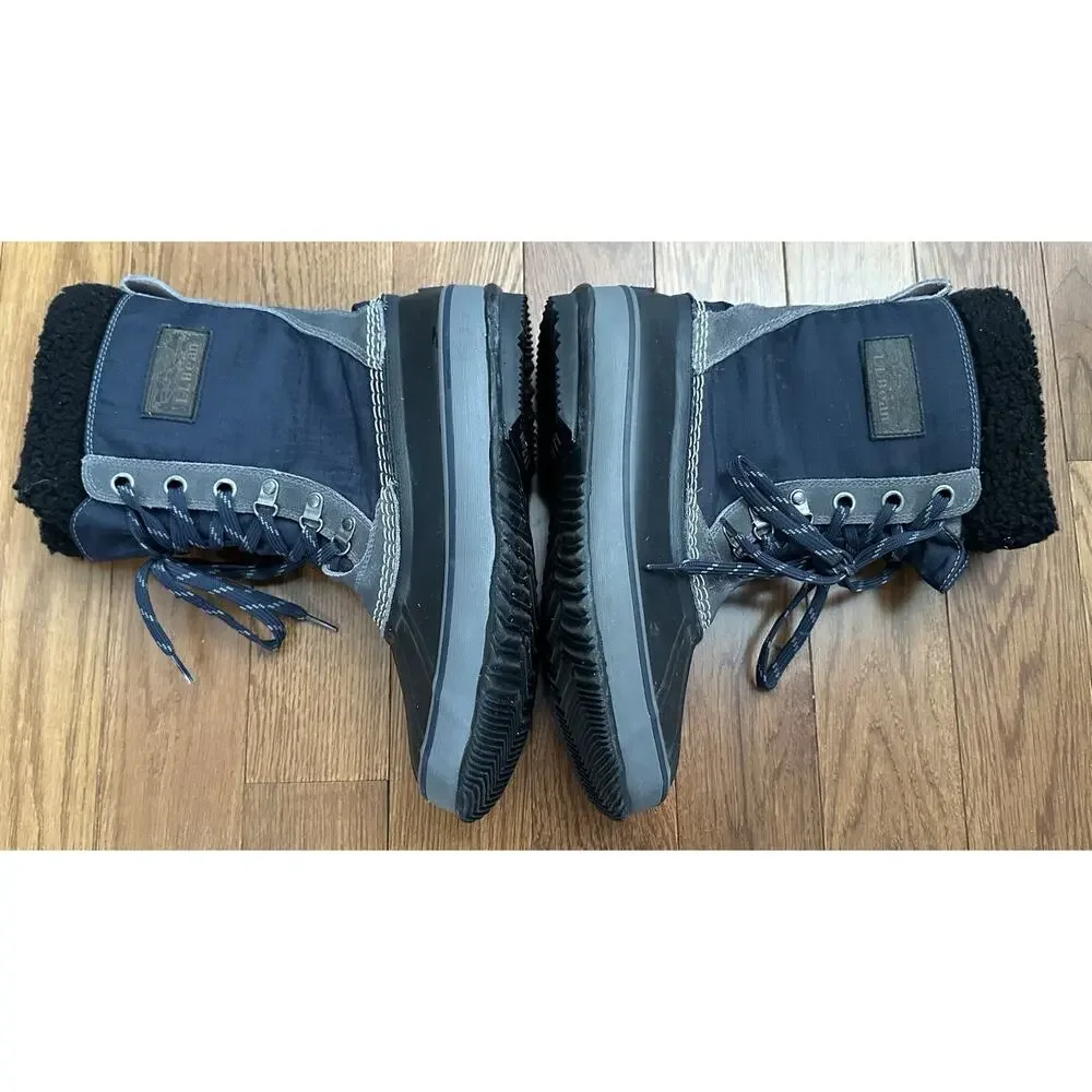 LL Bean Boots Insulated Snow Duck Waterproof Mens 8M Navy Blue Black Fleece‎